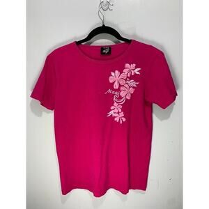 Aloha Womens Medium Pink Hawaiian Floral T-Shirt
